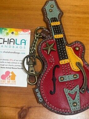 Chala Red Guitar Keychain Bag Charm
